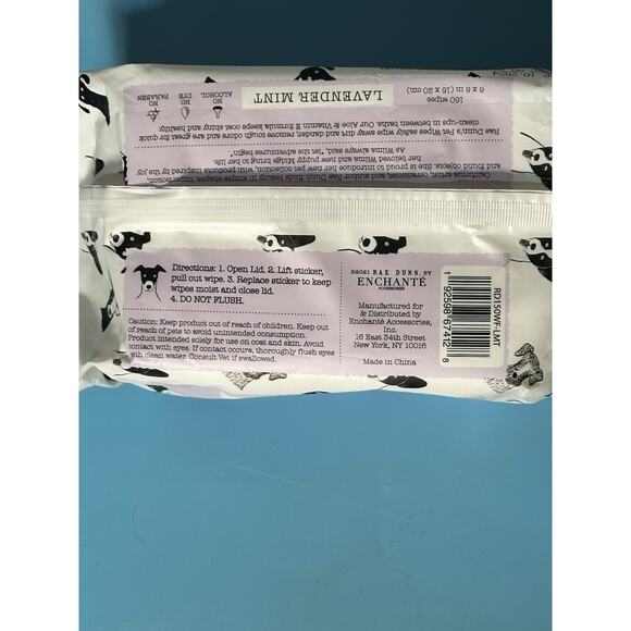 Rae Dunn 150 Pet Wipes Lavender Mint Scented Alcohol Free - Picture 3 of 4